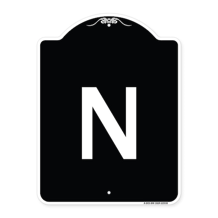 Signmission Sign with Letter N Heavy-Gauge Aluminum Architectural Sign, 24" x 18", BW-1824-22938 A-DES-BW-1824-22938